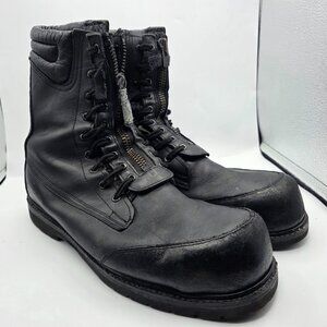 Tactical Work Boots Mens Size 14 Black Leather Vibram Soles Zipper Work Casual